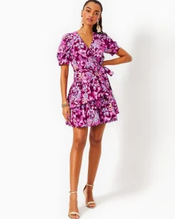 Best Sale Alexandria Elbow Sleeve Cotton Wrap Dress Women Dresses