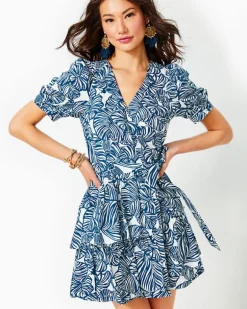 Cheap Alexandria Elbow Sleeve Cotton Wrap Dress Women Dresses