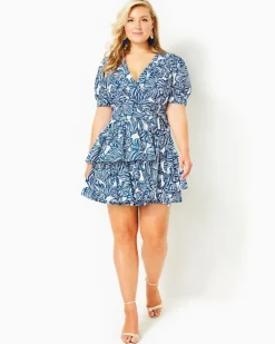 Cheap Alexandria Elbow Sleeve Cotton Wrap Dress Women Dresses