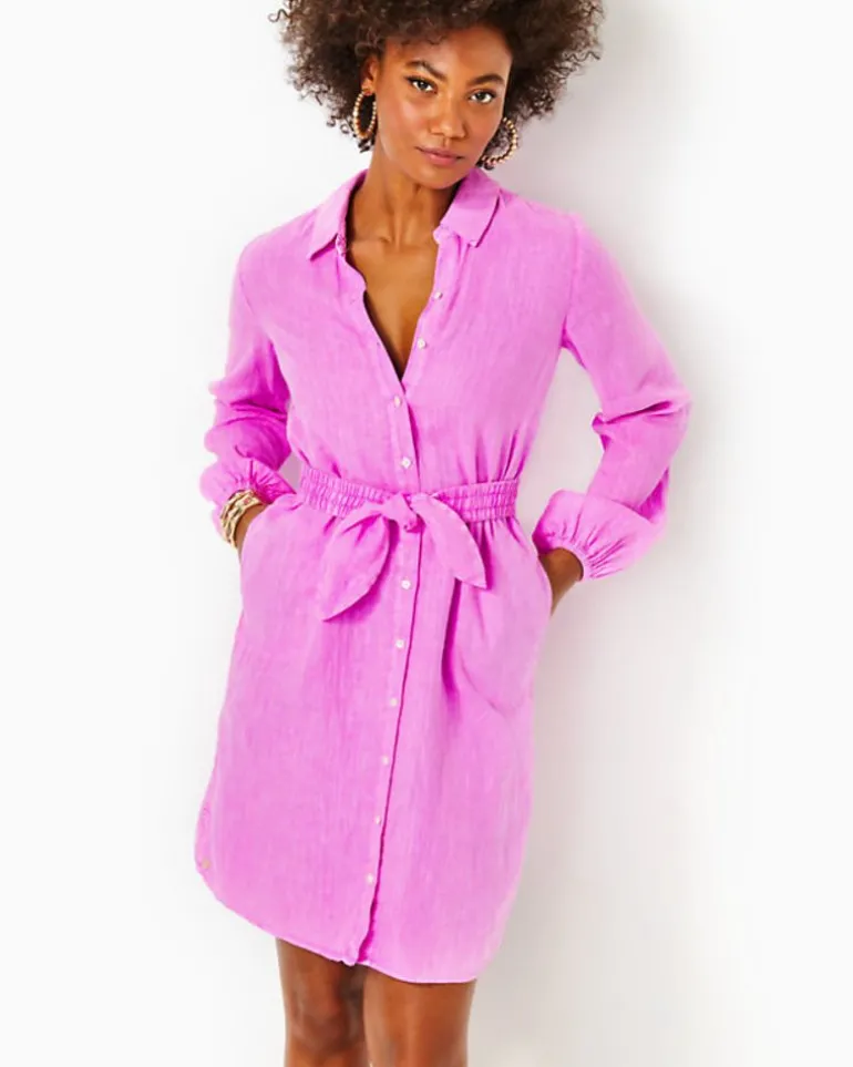 New Bethanne Knee Length Linen Dress Women Dresses