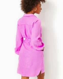 New Bethanne Knee Length Linen Dress Women Dresses