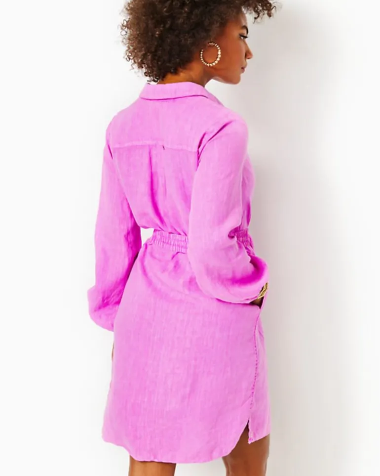 New Bethanne Knee Length Linen Dress Women Dresses