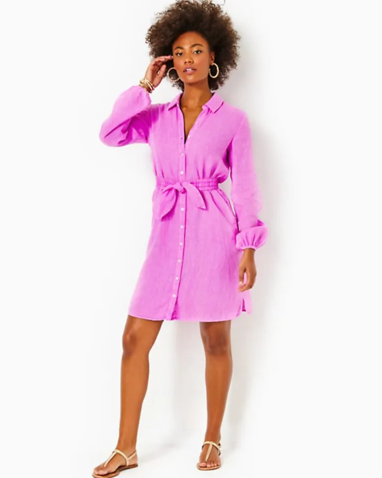 New Bethanne Knee Length Linen Dress Women Dresses