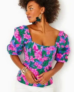 Outlet Bitsy Stretch Cotton Top Women Tops