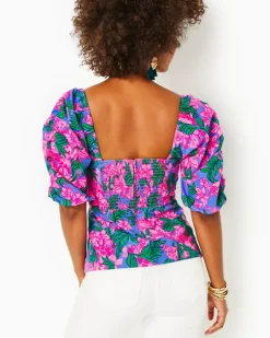 Outlet Bitsy Stretch Cotton Top Women Tops