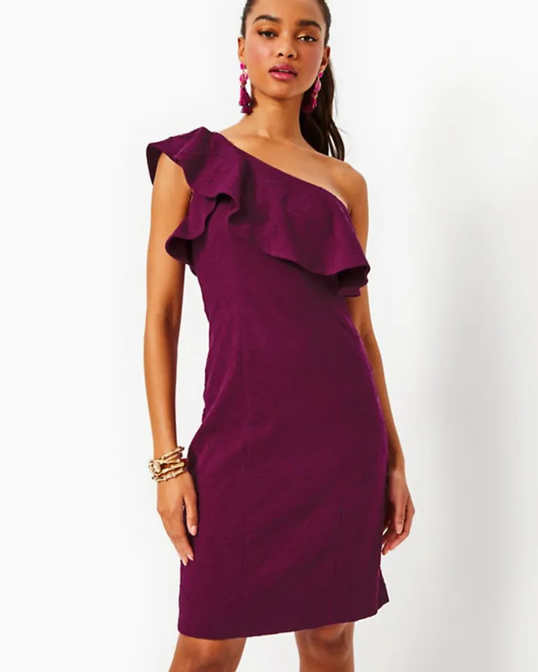 Online Bordeaux One-Shoulder Dress Women Dresses