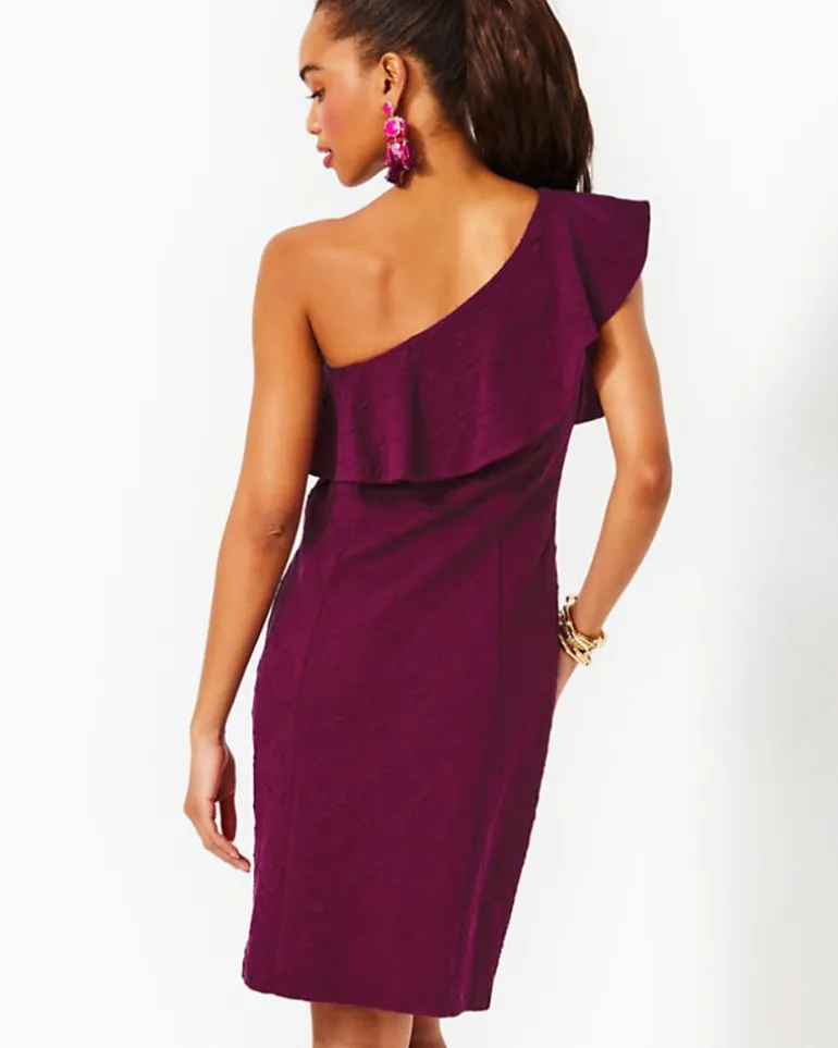 Online Bordeaux One-Shoulder Dress Women Dresses