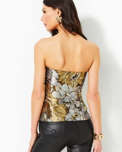 Cheap Camilo Strapless Floral Jacquard Top Women Tops