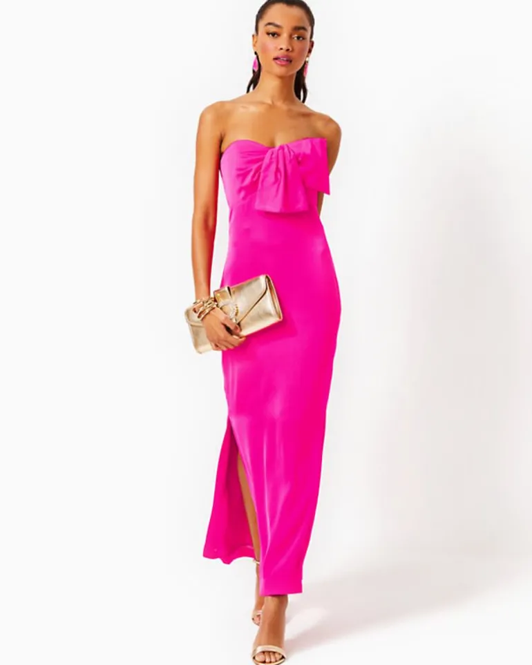 Shop Carlynn Satin Maxi Bow Dress Women Dresses