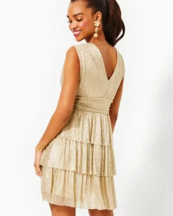 Cheap Faye V-Neck Ruffle Dress Women Dresses