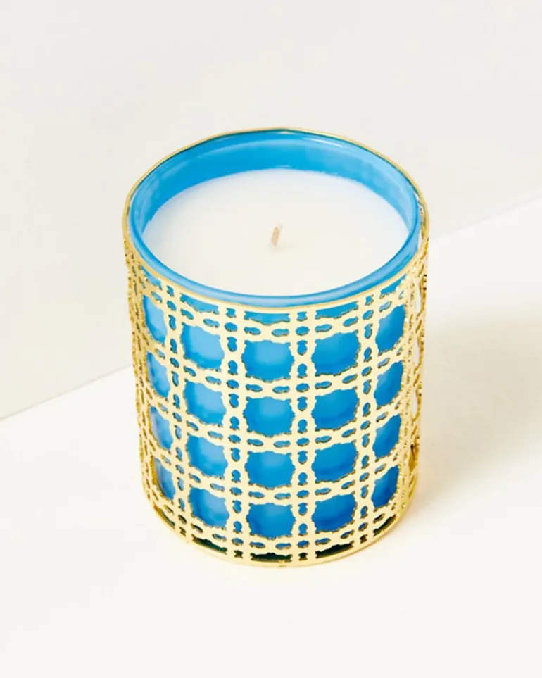 Hot Glass Candle With Gold Caning Women Home Decor