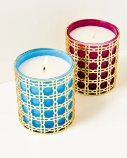 Hot Glass Candle With Gold Caning Women Home Decor
