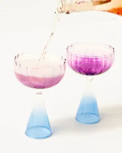 Discount Handblown Glass Two Tone Coupe Women Tabletop