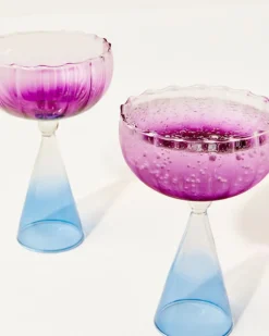 Discount Handblown Glass Two Tone Coupe Women Tabletop