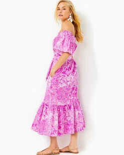 Discount Isbell Off-The-Shoulder Linen Midi Dress Women Dresses