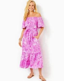 Discount Isbell Off-The-Shoulder Linen Midi Dress Women Dresses