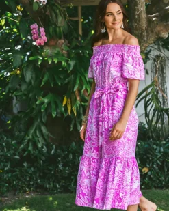 Discount Isbell Off-The-Shoulder Linen Midi Dress Women Dresses