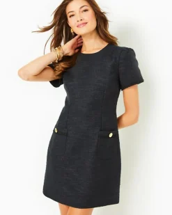 Best Sale Kesia Short Sleeve Boucle Shift Dress Women Dresses