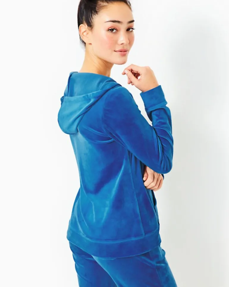 Discount Larina Velour Zip-Up Hoodie Women Loungewear