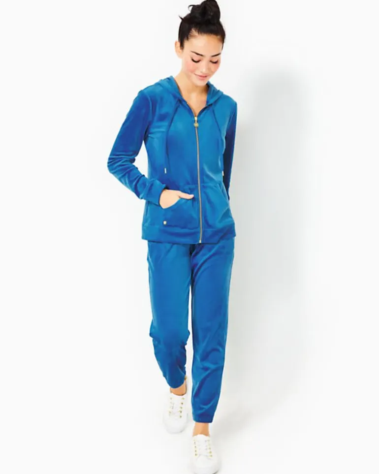 Discount Larina Velour Zip-Up Hoodie Women Loungewear