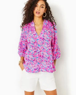 Best Lourdes 3/4 Sleeve Cotton Blend Top Women Tops