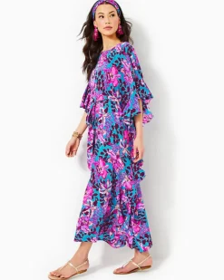 Discount Monnae Silk Maxi Caftan Women Dresses