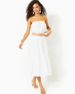 Online Nikole Strapless Eyelet Midi Dress Women Dresses