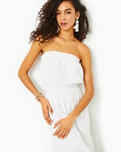 Online Nikole Strapless Eyelet Midi Dress Women Dresses