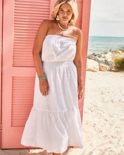 Online Nikole Strapless Eyelet Midi Dress Women Dresses