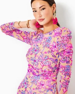 Outlet Preslie Long Sleeve Mesh Midi Dress Women Dresses