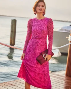 Outlet Preslie Long Sleeve Mesh Midi Dress Women Dresses