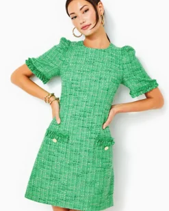 New Ryner Boucle Tweed Shift Dress Women Dresses