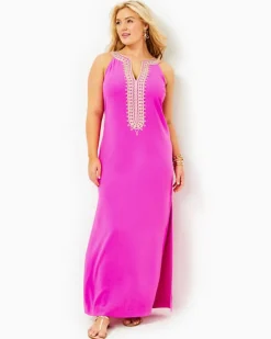 Cheap Sandrah Embroidered Maxi Shift Dress Women Dresses