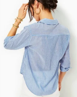 Cheap Sea View Button Down Top Women Tops