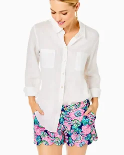 Outlet Sea View Linen Button Down Top Women Tops