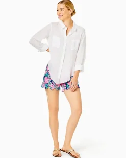 Outlet Sea View Linen Button Down Top Women Tops