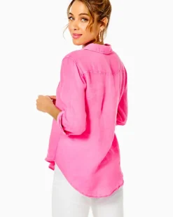 Outlet Sea View Linen Button Down Top Women Tops