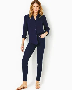 Outlet Sea View Linen Button Down Top Women Tops