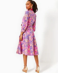 New Shiela 3/4 Sleeve Cotton Midi Wrap Dress Women Dresses