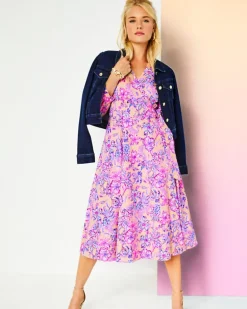 New Shiela 3/4 Sleeve Cotton Midi Wrap Dress Women Dresses