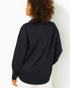 Clearance Stevey Relaxed Button Down Stretch Shirt Women Tops