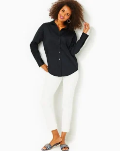 Clearance Stevey Relaxed Button Down Stretch Shirt Women Tops