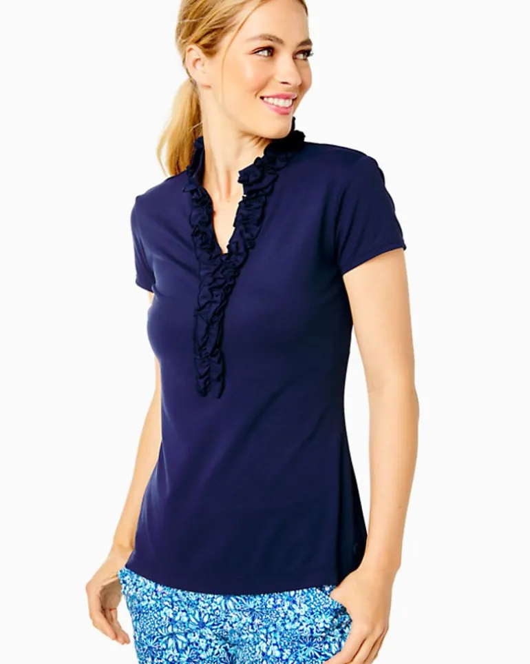Store Upf 50+ Luxletic Frida Ruffle Polo Top Women Activewear