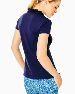 Store Upf 50+ Luxletic Frida Ruffle Polo Top Women Activewear
