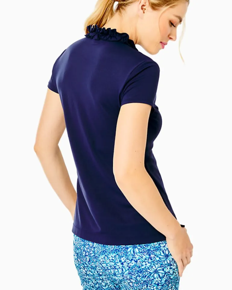 Store Upf 50+ Luxletic Frida Ruffle Polo Top Women Activewear