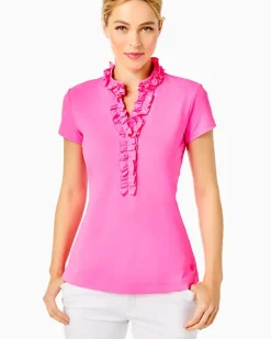 Cheap Upf 50+ Luxletic Frida Ruffle Polo Top Women Activewear