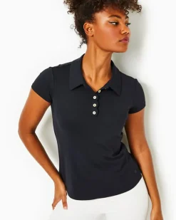 Outlet Upf 50+ Luxletic Frida Scallop Polo Top Women Activewear