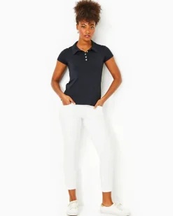 Outlet Upf 50+ Luxletic Frida Scallop Polo Top Women Activewear