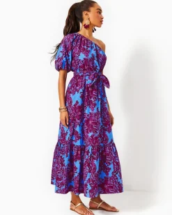 Flash Sale Zelalynn One-Shoulder Cotton Maxi Dress Women Dresses