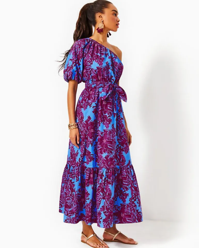 Flash Sale Zelalynn One-Shoulder Cotton Maxi Dress Women Dresses